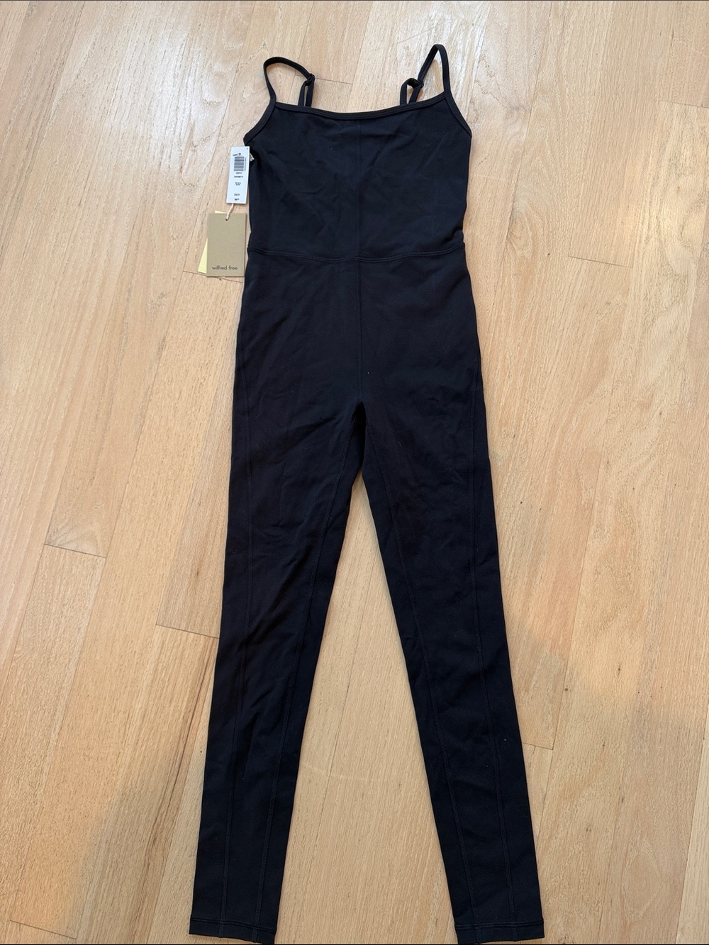 Wilfred Black Slim Spaghetti-Strap Jumpsuit with Seam Detailing